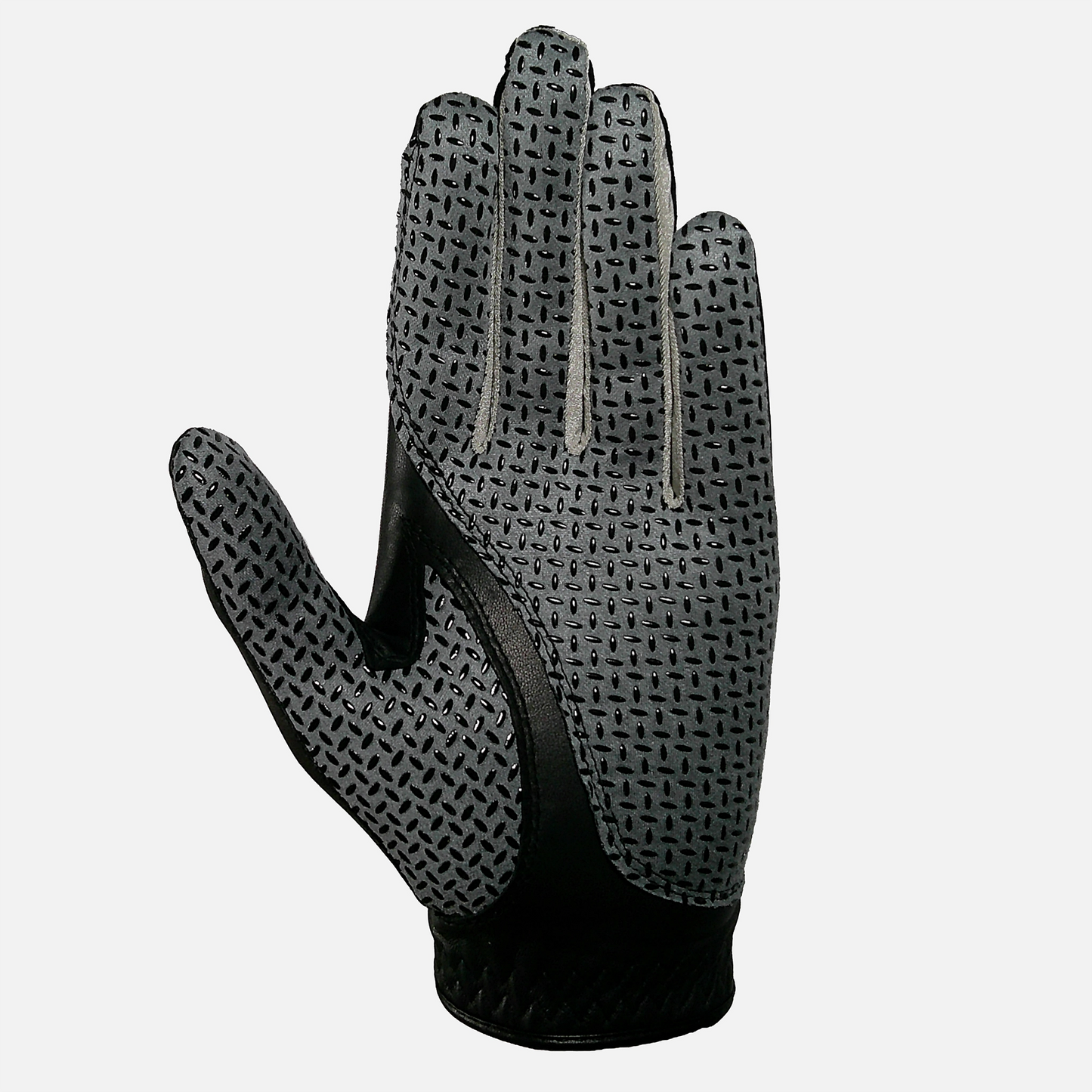 Palm of hand view of the enhanced grip golf glove for all weather