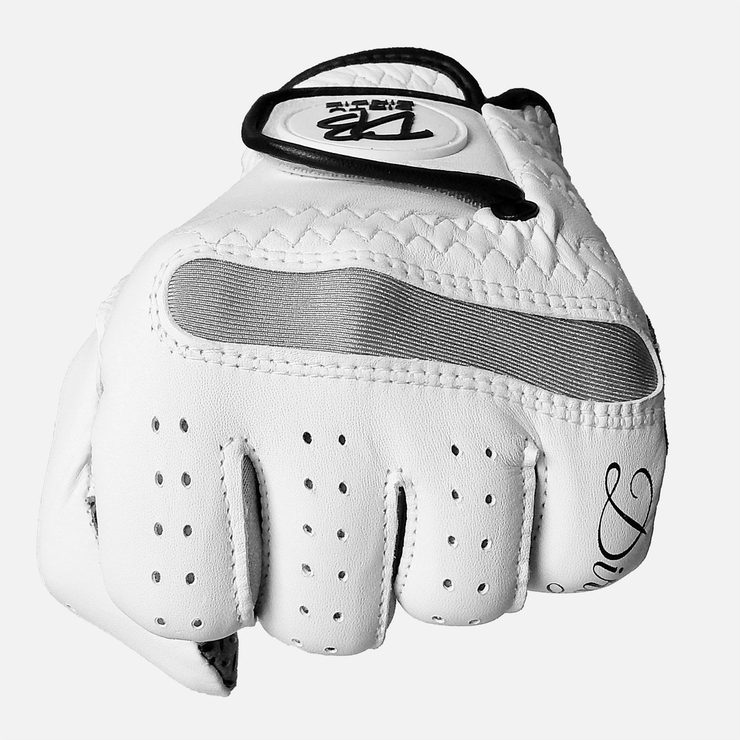 Fist Close-up of Dirty Birdie golf glove with precision lycra material on Knuckles