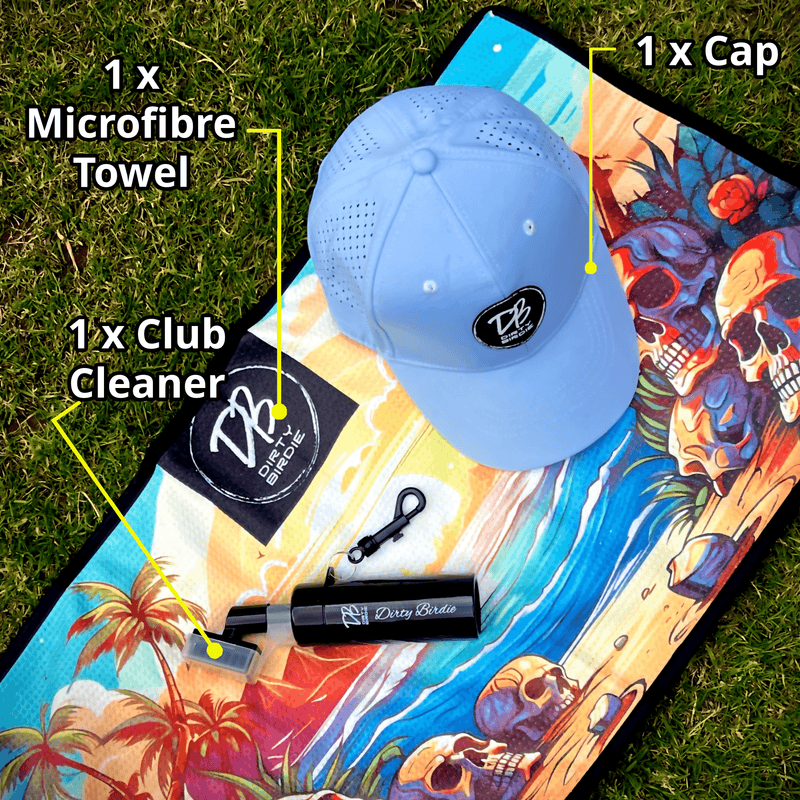 Skull Island - Golf Towel, Cap & Club Cleaner Bundle